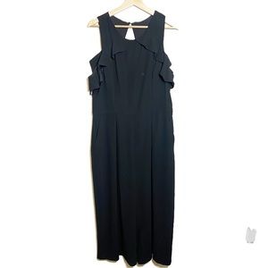 NWT Maggy London Black Ruffle Trim Cold Shoulder Jumpsuit